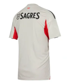 Back view of the adidas Benfica Away Kit 25/26 in beige, v-neck collar, short sleeves, no name or number.