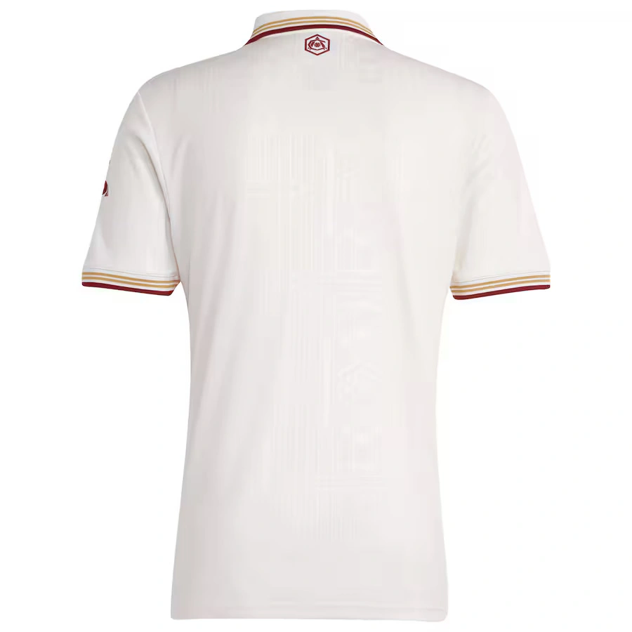 Adidas Arsenal Third Jersey 25/26 in Cloud White with short sleeves, polo collar, back view, no name or number.