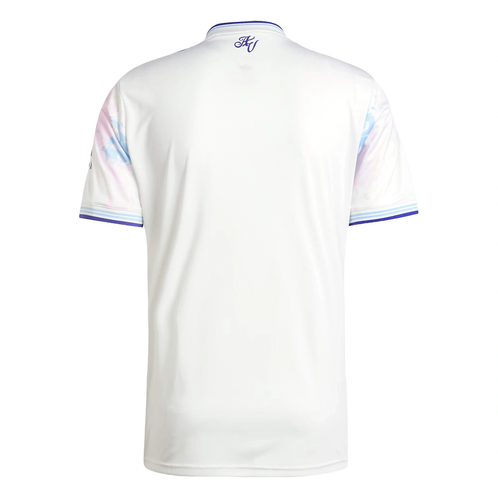 Back view of adidas Aston Villa Third Kit 25/26 in white, crewneck, short sleeves, no name or number.
