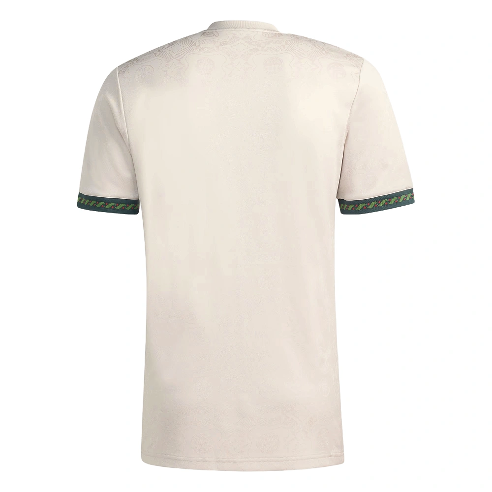 Back view of Adidas Bayern Munich Oktoberfest Kit 25/26 in beige, short sleeves, no name or number.