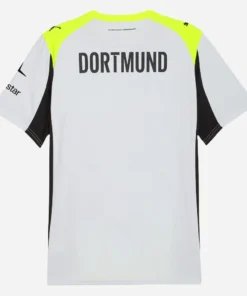 Back view of PUMA Borussia Dortmund Away Kit 25/26, silvery grey jersey, short sleeves, no name or number.