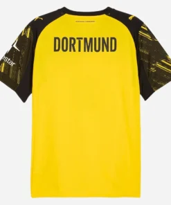 Back view of Borussia Dortmund Home Kit 25/26 by PUMA, yellow with black accents, short sleeves, no name or number.
