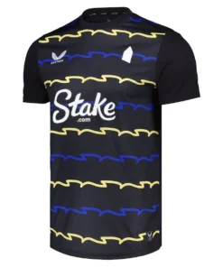 Front view of Castore Everton Third Kit 25/26 in black with modern crew neck collar and short sleeves.