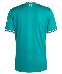 Adidas Liverpool Third Kit 25/26 in Sea Green, short sleeves, back view, no name or number.