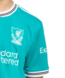 Liverpool Third Kit 25/26, left chest area showing club crest and design details.
