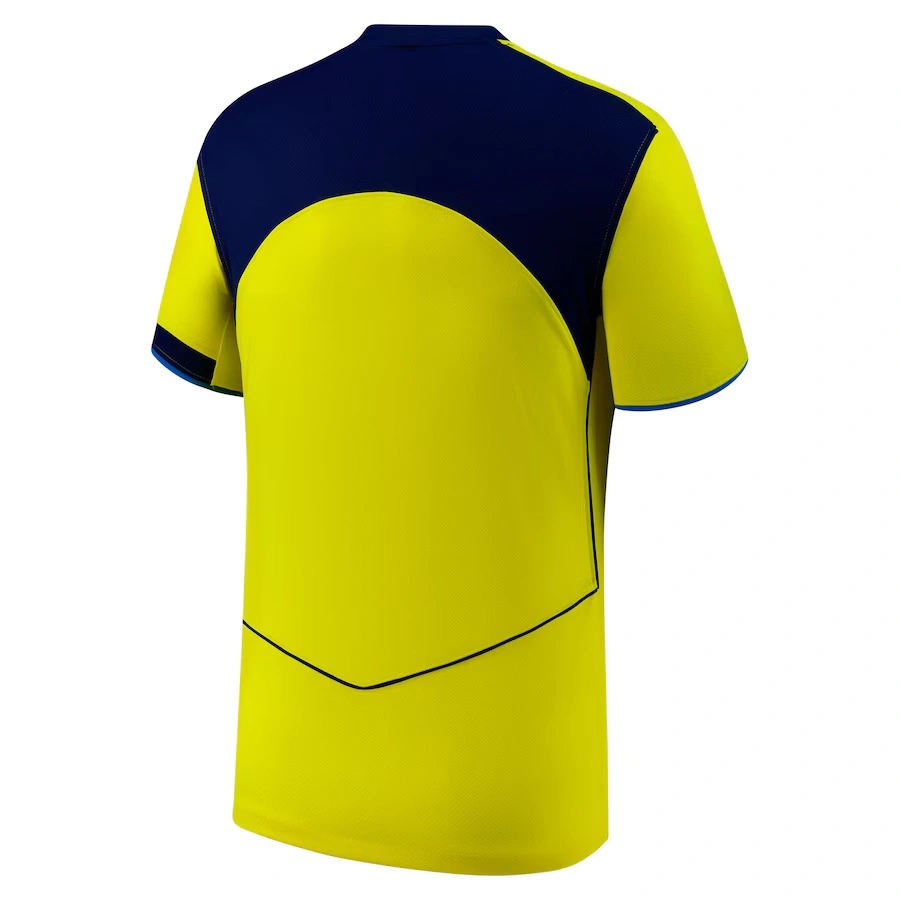 Nike Tottenham Hotspur Third Kit 25/26 in vibrant yellow, short sleeves, crewneck, back view, no name or number.