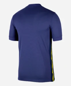 Nike Atletico Madrid Away Kit 25/26, back view, navy base, lightning bolt graphics, short sleeves, no name or number.