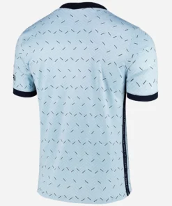 Back view of Chelsea Away Kit 20/21 by Nike, arctic blue, short sleeves, V-neck collar, no name or number.