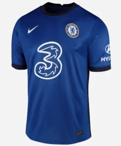 Front view of Chelsea FC Home Kit 20/21 by Nike, blue base, short sleeves, crewneck.