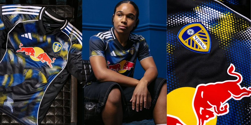 Leeds United Third Kit 25/26 in navy with pale gold details and adidas three stripes.