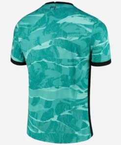 Back view of Nike Liverpool Away Kit 20/21 in teal, short sleeves, no name or number.