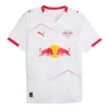 Front view of PUMA RB Leipzig Home Kit 25/26 in white, V-neck collar, short-sleeved design.