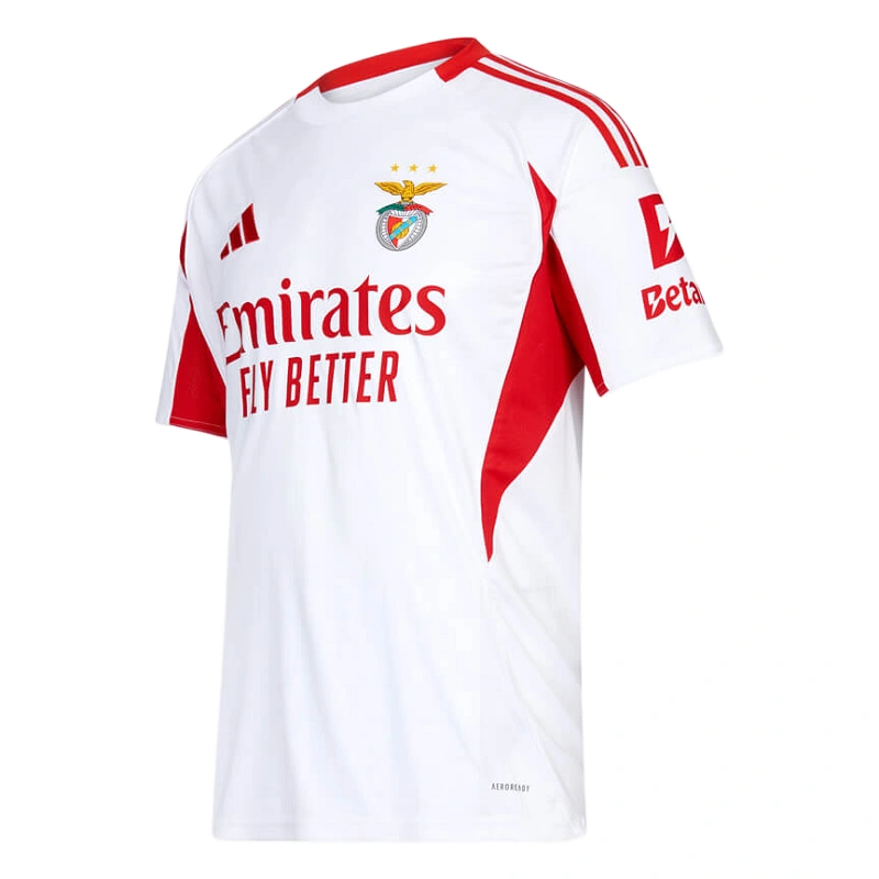 Front view of the SL Benfica Third Kit 25/26 by adidas in white with v-neck and short sleeves.