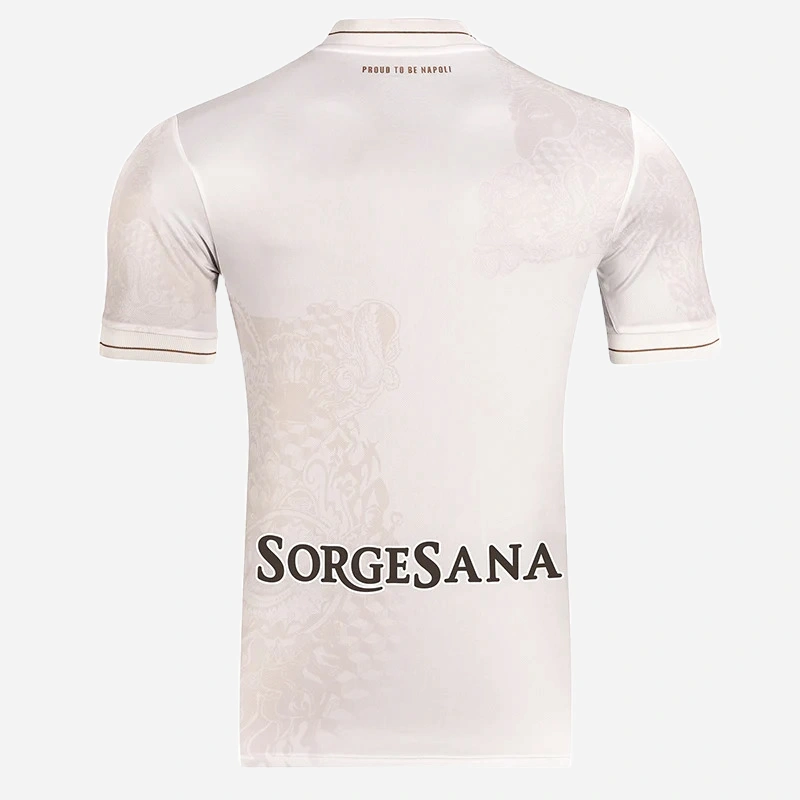 EA7 SSC Napoli Away Kit 25/26, off-white jersey with short sleeves, back view, no name or number.