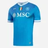EA7 SSC Napoli Home Kit 25/26, front view, sky blue jersey with V-neck collar and short sleeves.
