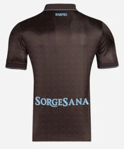 EA7 SSC Napoli Third Kit 25/26, back view, Moka jersey with polo-style collar, sky-blue trims, short sleeves, no name/number.