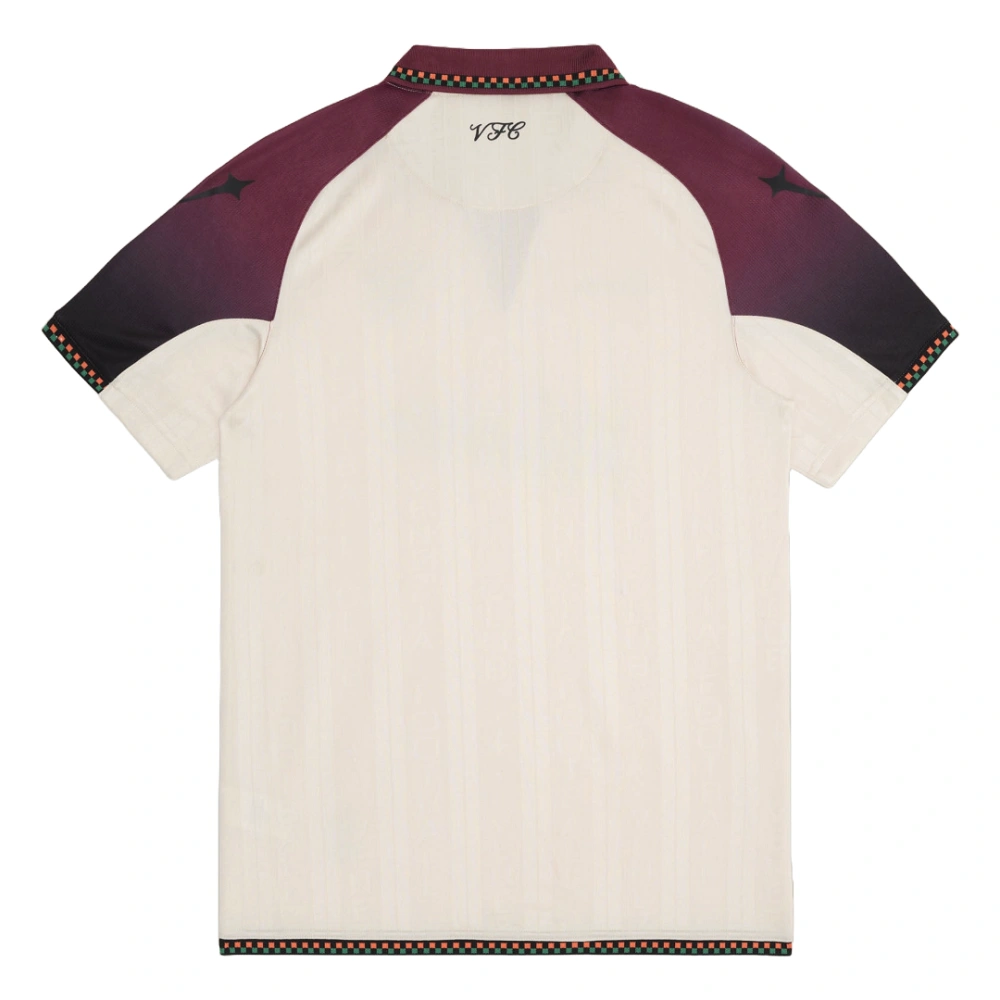 Venezia FC Away Kit 25/26 in cream with burgundy and black details, short sleeves, back view, no name or number.