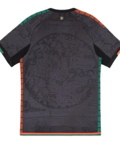 Venezia Home Kit 25/26 in black with orange and green details, short sleeves, back view, no number.