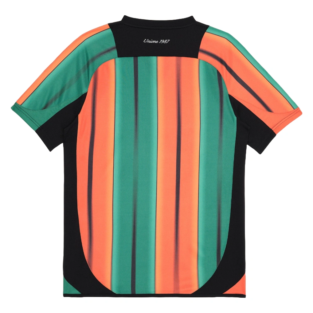Venezia Third Kit 25/26, orange and green stripes, short sleeves, back view, no name or number.