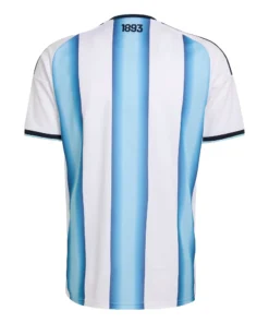 Back view of Adidas Argentina Home Kit 2026, sky blue and white stripes, short sleeves, no name or number.