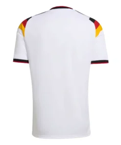 Back view of Adidas Germany Home Kit 2026, white with black, red, and yellow accents, short sleeves, no name or number.