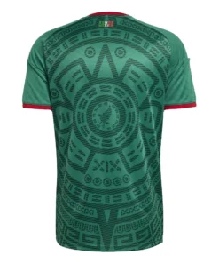 Back view of adidas Mexico Home Kit 2026, green with darker geometric motifs, short sleeves, no name or number.