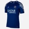 Jordan PSG Fourth Kit 24/25 in dark navy, front view, silver-grey accents, crewneck, short sleeves.