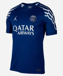 Jordan PSG Fourth Kit 24/25 in dark navy, front view, silver-grey accents, crewneck, short sleeves.