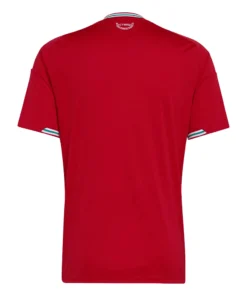 Back view of adidas Wales Home Kit 2026, red base with green and white accents, short sleeves, no name or number.