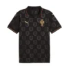 Front view of Special Edition Portugal Black Panther Kit 2026 by PUMA, bold black base with gold details, short sleeves.