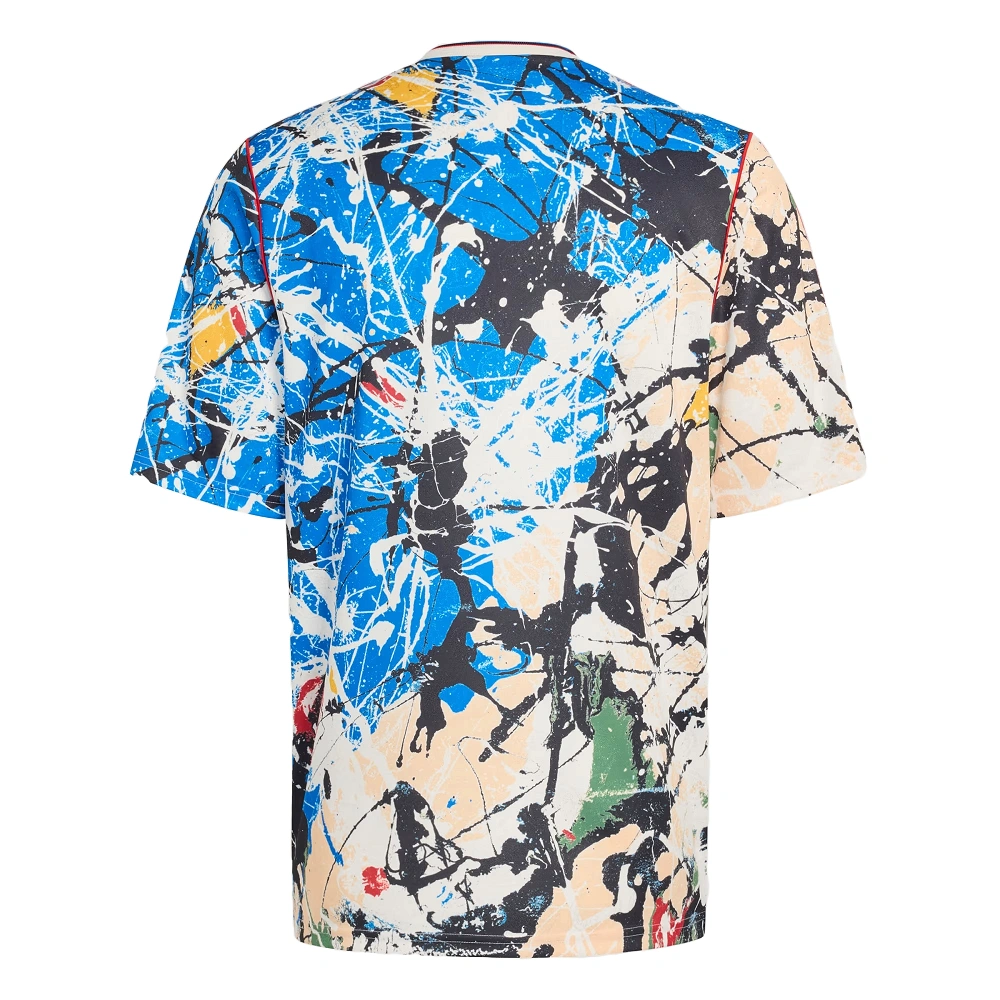 Manchester United Stone Roses Kit 2026 back view, all-over band print, no name or number.