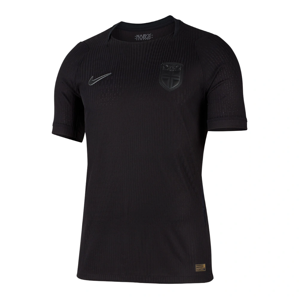 Norway Away Kit 2026 by Nike, front view in blackout design with subtle Viking details.