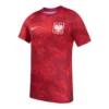 Poland Away Kit 2026 by Nike, front view in deep red with white accents, V-neck, short sleeves.