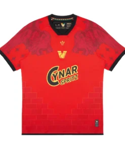 NOCTA Venezia Fourth Kit 25/26, front view in deep red and gold with centre chest crest and logo.