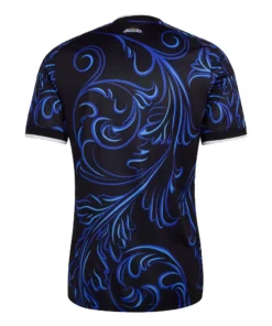 Argentina Away Kit 2026 by adidas, back view, black base with blue graphic pattern, no name or number.