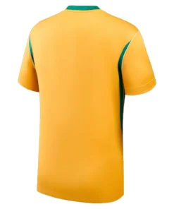 Back view of Australia Home Kit 2026 by Nike in golden yellow with green accents, short sleeves, no name or number.