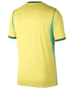Nike Brazil Home Kit 2026, back view, yellow design, blue and green details, clean back with no name or number.