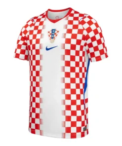 Croatia Home Kit 2026 by Nike, front view in red-and-white checkers with V-neck and short sleeves.