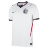 Nike England Home Kit 2026, front view with white base, navy detailing, red side accents, short sleeves, crewneck.