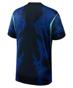 Jordan Brazil Away Kit 2026, back view, deep royal blue design, short sleeves, no name or number.