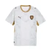 Front view of Czechia Away Kit 2026 by PUMA, icy white base, crystal pattern, gold accents, short sleeves.