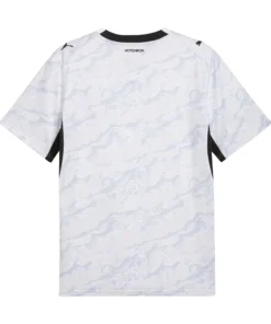 Back view of PUMA New Zealand Away Kit 2026, clean white base, AOTEAROA print, short sleeves, no name or number.