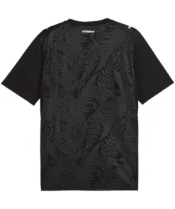 Back of New Zealand 2026 World Cup Home Kit. Black PUMA jersey, blank back with AOTEAROA neck detail.