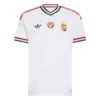 Front view of Hungary Away Kit 2026 by adidas, crisp white base with red and green V-neck and triple chest logos.