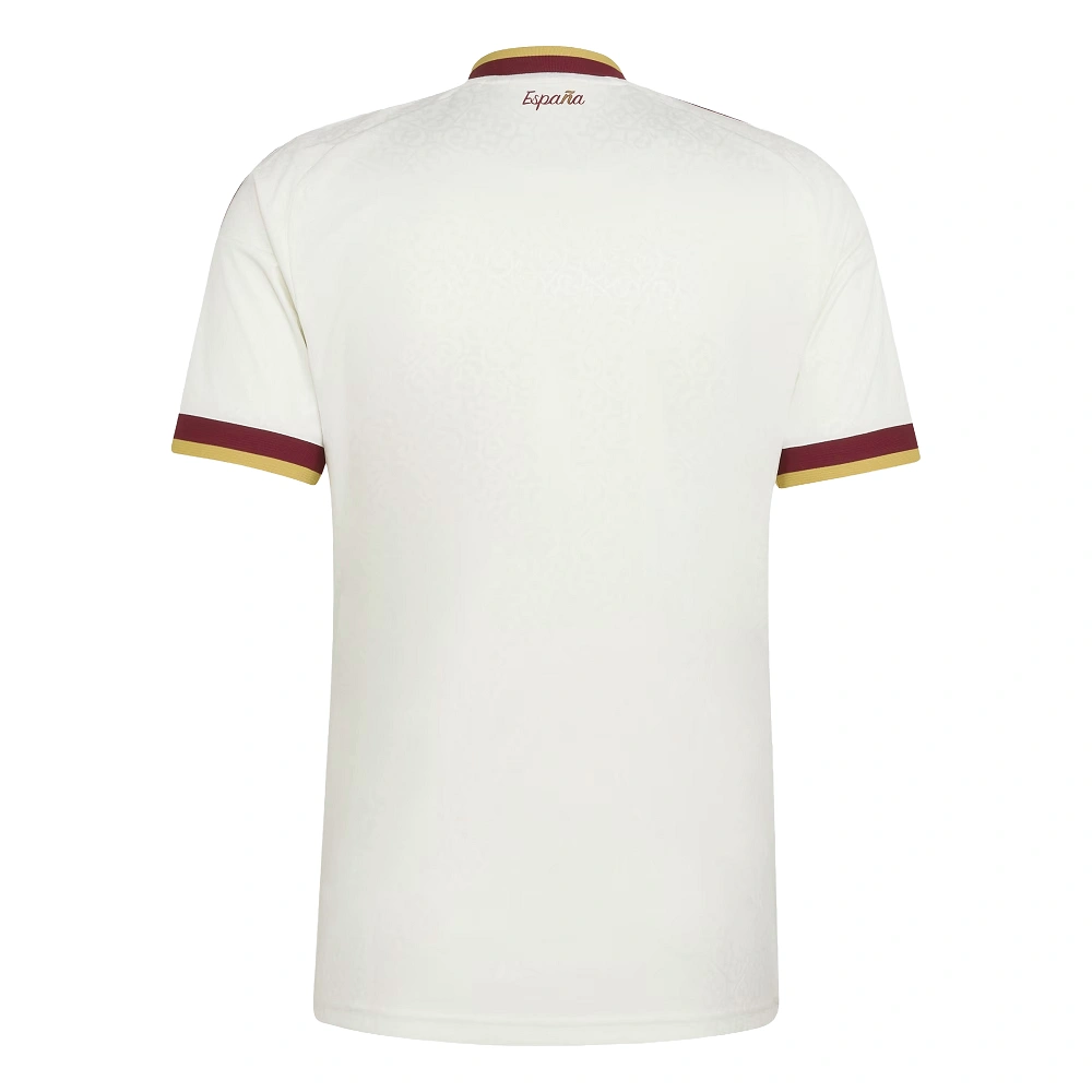 Adidas Spain Away Kit 2026, back view, off-white base with "ESPAÑA" text on back neck, no name or number.