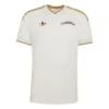 Front view, Venezuela Away Jersey 2026 by adidas, off-white base, V-neck collar, short sleeves, retro wordmark crest.