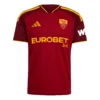 Front view of the AS Roma Home Kit 26/27 featuring a red base, yellow adidas logo, crest, and shoulder 3-stripes.