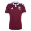 Front view of the adidas Aston Villa Home Kit 26/27 in claret featuring light blue accents and a polo collar.