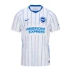 Front view of the short-sleeve Nike Brighton Away Jersey 26/27 in crisp white featuring blue pinstripes and club crest.