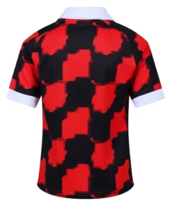 Back view of the adidas Fulham Away Jersey 26/27 showing the red and black checkered pattern with no name or number.